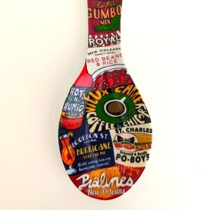 New Orleans Foodie Iconic Foods Ceramic Spoon Rest Souvenir Gift Bourbon St. NWT